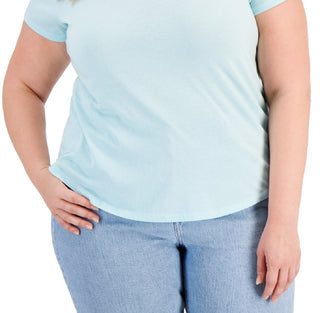 Camiseta feminina estilo &amp; co, lisa, azul, tamanho 3X