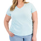Camiseta feminina estilo &amp; co, lisa, azul, tamanho 3X