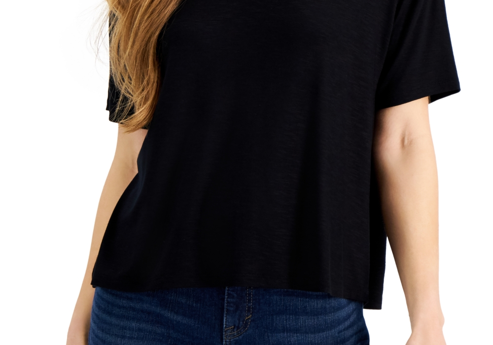 Camiseta feminina com decote em V e estampa drapeada, tamanho P, da Style &amp; Co