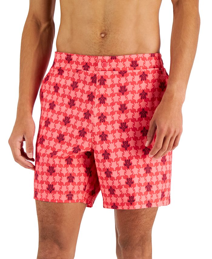 Calções de banho masculinos Club Room Beach To Boardwalk com estampa de tartaruga, rosa, tamanho extragrande