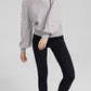 Suéter feminino de cashmere com pérolas e gola simulada, cinza, tamanho médio, Charter Club