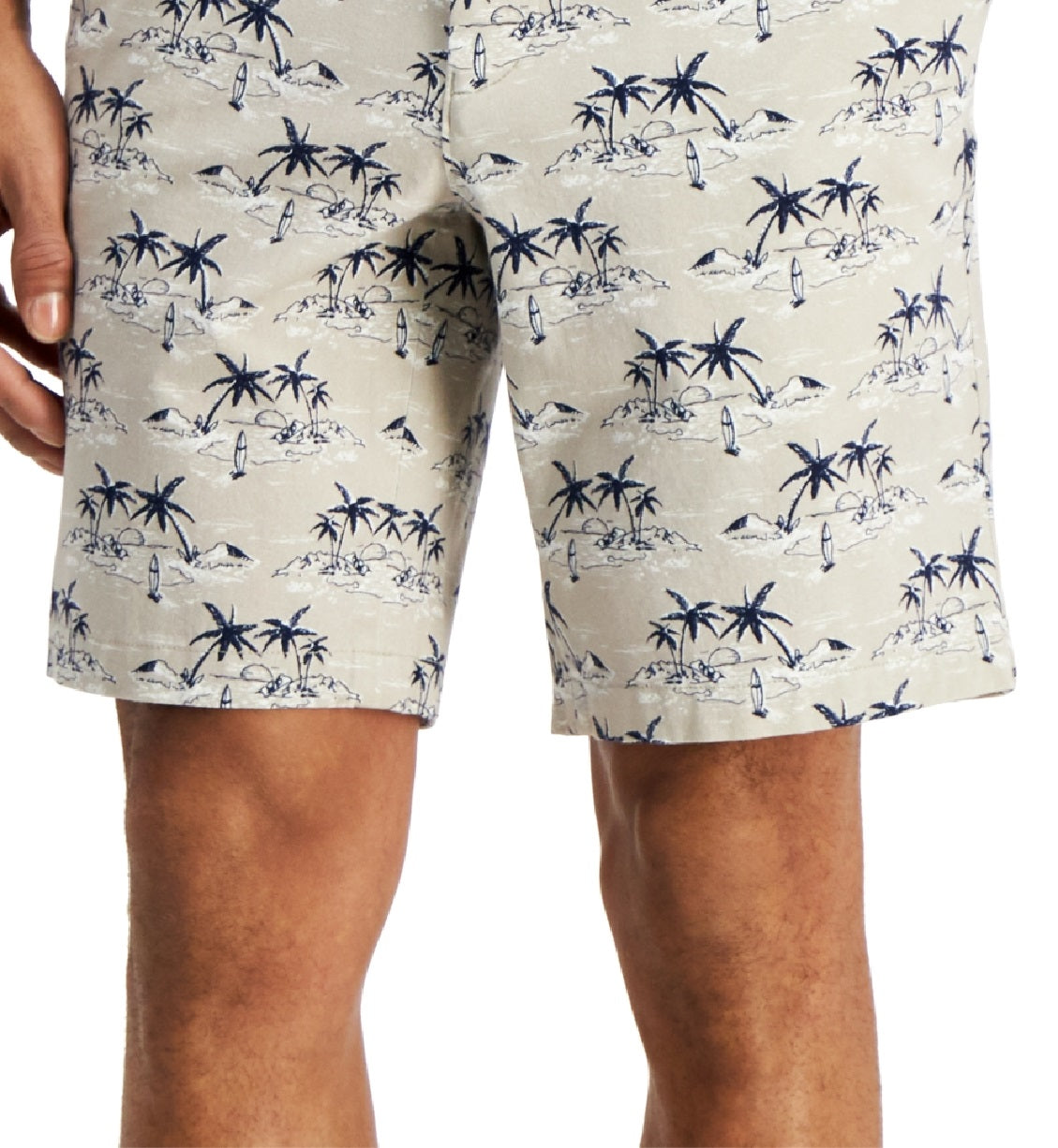 Shorts Club Room Masculino Regular Fit Stretch Island Print 9 Marrom Tamanho 44