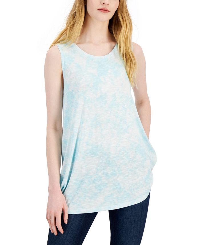 Regata feminina estilo &amp; co tie-dye swing azul tamanho extragrande