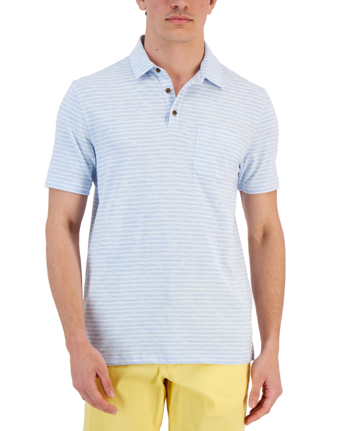 Camisa polo masculina listrada mesclada azul tamanho XX-G