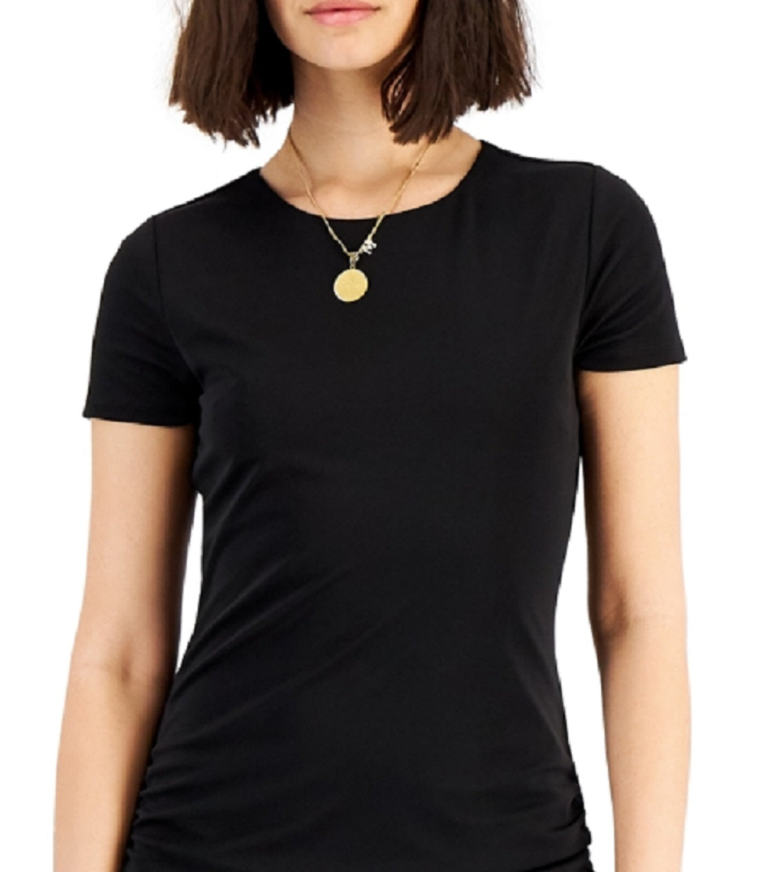 Vestido curto franzido feminino INC International Concepts, preto, tamanho grande