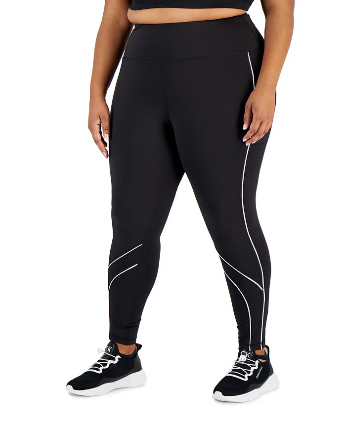 Leggings de compressão 7/8 com blocos de cores femininas ID Ideology, pretas, tamanho 1X