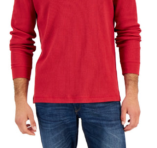 Camisa térmica masculina Club Room Henley vermelha tamanho XX-G