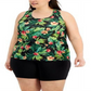 Id Ideology Regata feminina texturizada com estampa tropical tamanho grande