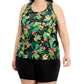 Id Ideology Regata feminina texturizada com estampa tropical tamanho grande