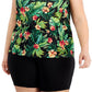 ID Ideology Camiseta regata feminina com estampa tropical texturizada, preta, tamanho 3X