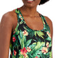 ID Ideology Camiseta regata feminina com estampa tropical, preta, tamanho extragrande