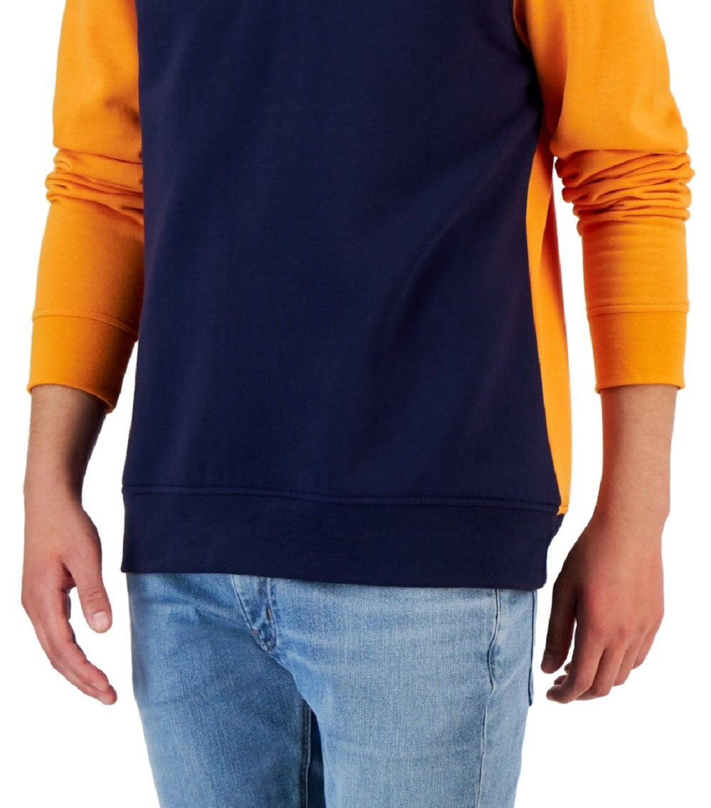 Suéter de lã com zíper de um quarto e blocos de cores masculinos Club Room, laranja, tamanho grande
