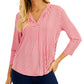 Top feminino Charter Club com decote em V e manga 3/4, vermelho, tamanho pequeno, extrapequeno