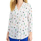 Blusa feminina Charter Club Jungle Bird, branca, tamanho pequeno e pequeno