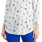 Blusa feminina Charter Club Jungle Bird, branca, tamanho pequeno e pequeno
