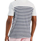 Camiseta polo masculina Club Room Slim Reverse Terry Stripe Print, branca, tamanho médio
