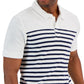 Camiseta polo masculina Club Room Slim Reverse Terry Stripe Print, branca, tamanho médio