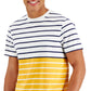 Camiseta listrada com blocos de cores masculina Club Room, branca, tamanho XX-G