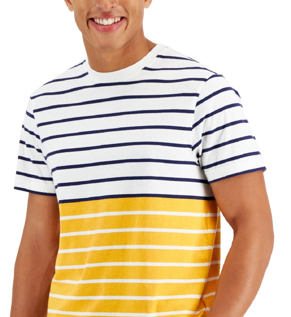 Camiseta listrada com blocos de cores masculina Club Room, branca, tamanho XX-G