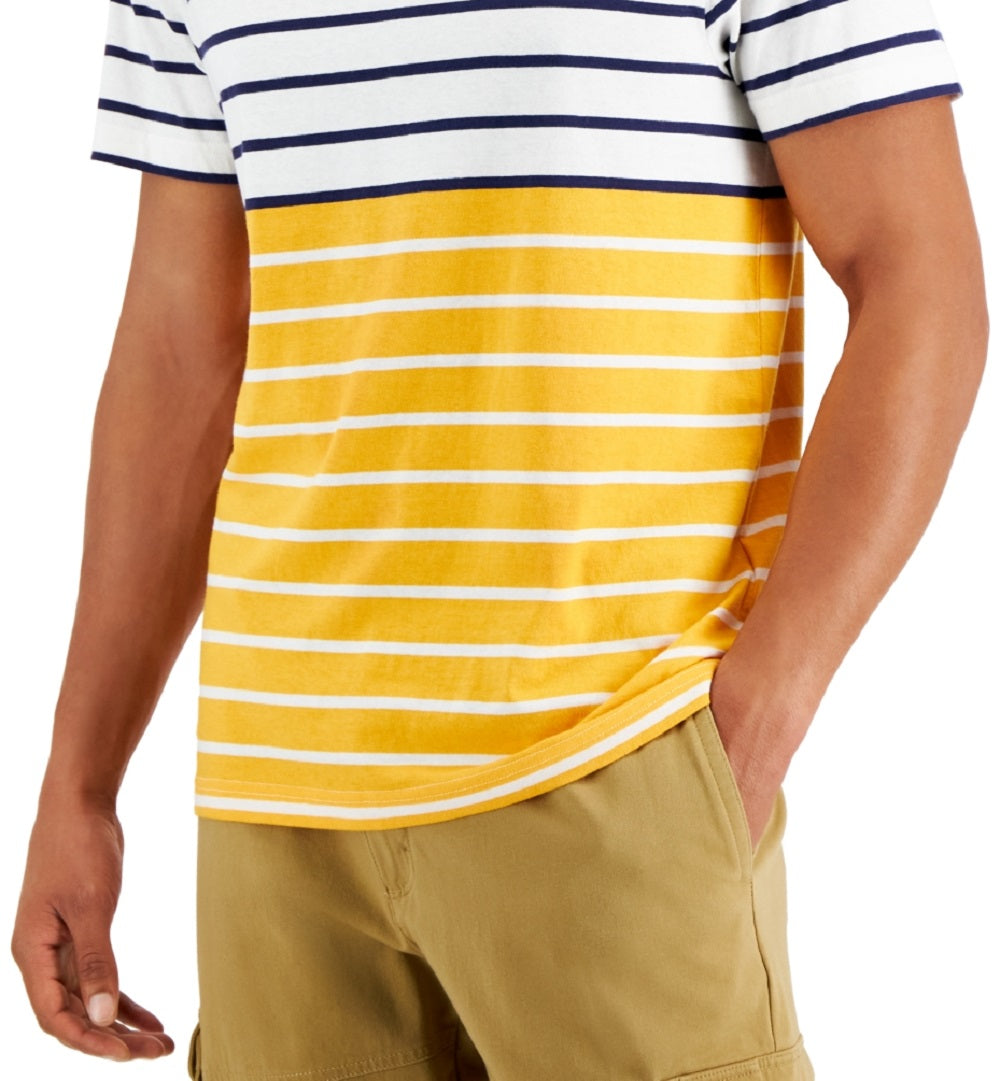 Camiseta listrada com blocos de cores masculina Club Room, branca, tamanho XX-G