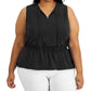 Blusa Alfani Feminina com Botões na Cintura, Preta, Tamanho 0X