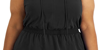 Blusa Alfani Feminina com Botões na Cintura, Preta, Tamanho 0X