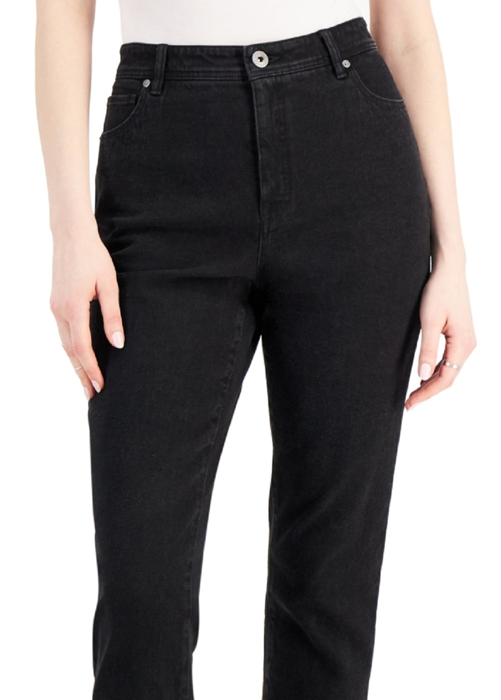 Calça jeans feminina slim fit estilo &amp; co, preta, tamanho 2, pequena