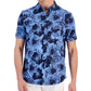 Camisa Masculina Club Room Regular Fit Estampada Floral Azul Tamanho X-G