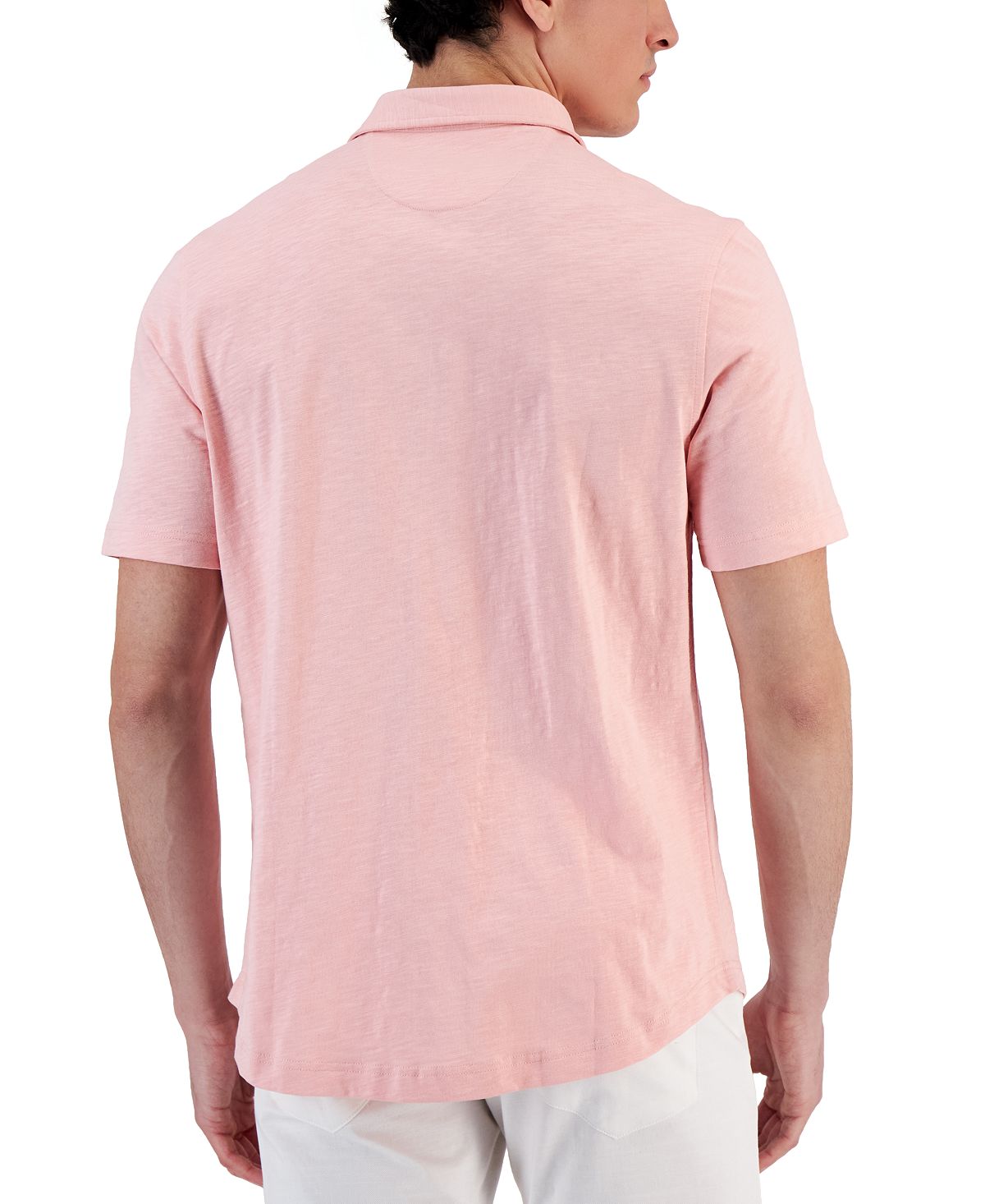 Camisa de malha texturizada masculina Club Room Regular Fit Rosa Tamanho X-G