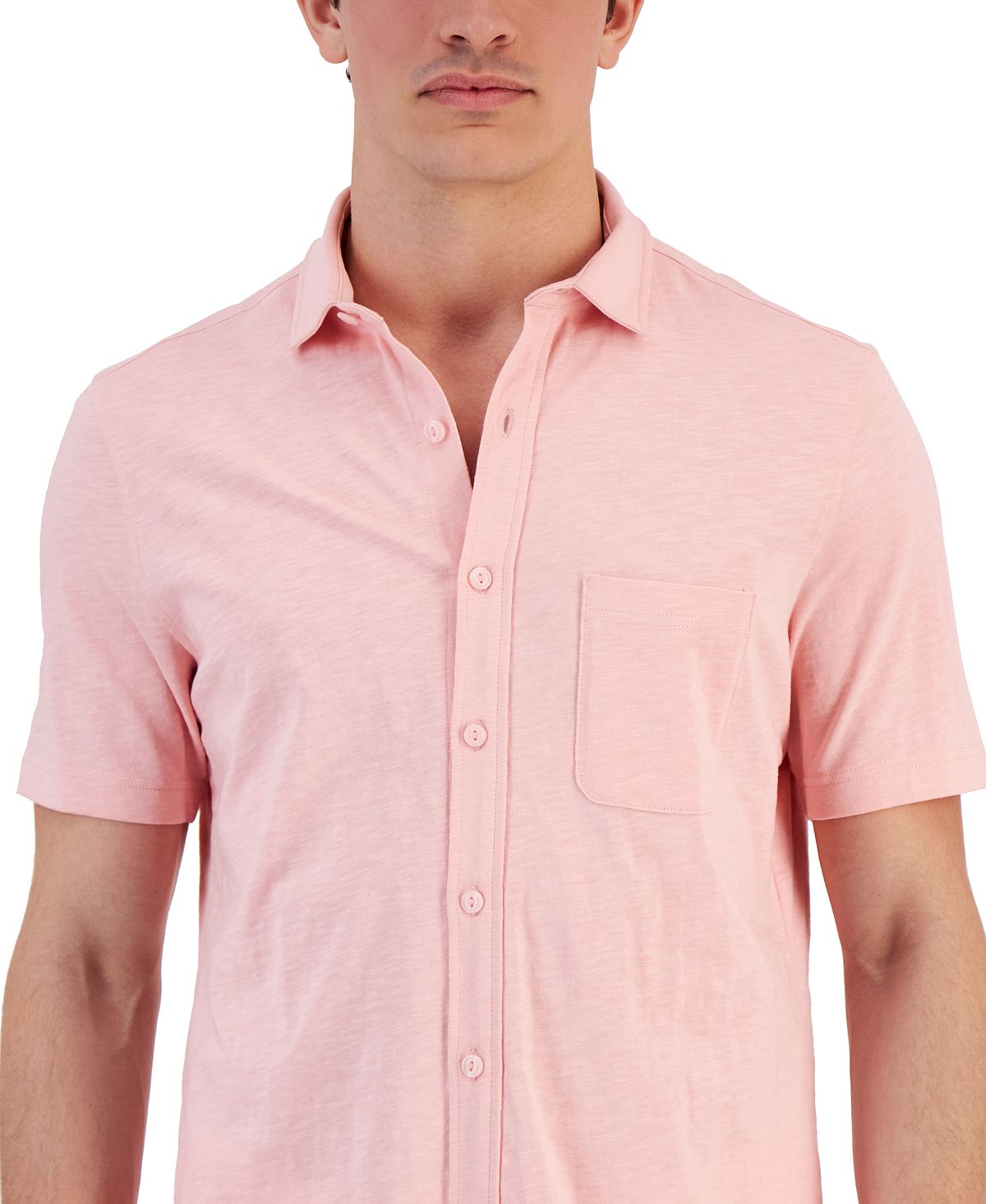 Camisa de malha texturizada masculina Club Room Regular Fit Rosa Tamanho X-G