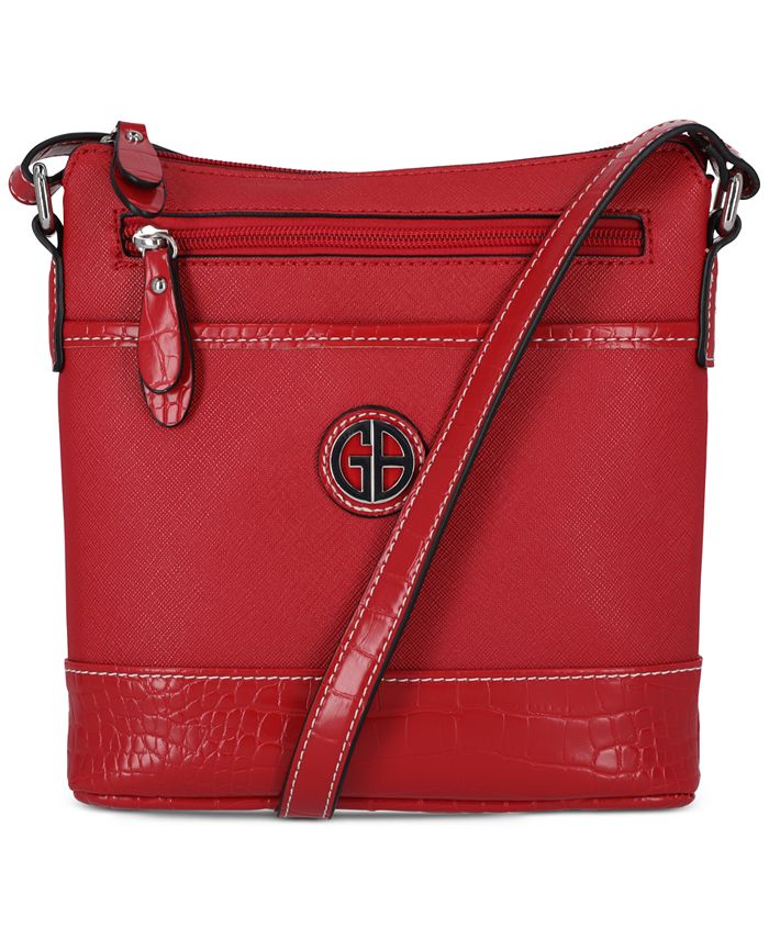 Bolsa transversal feminina Giani Bernini em couro sintético com relevo, vermelha, tamanho regular