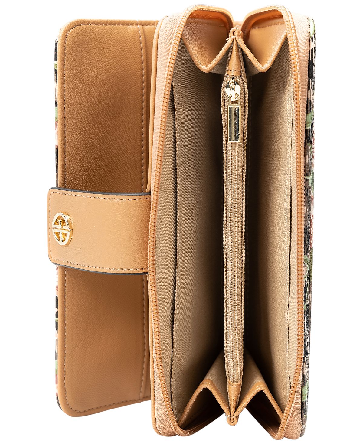 Carteira feminina Giani Bernini xadrez floral tudo em um, verde, tamanho regular