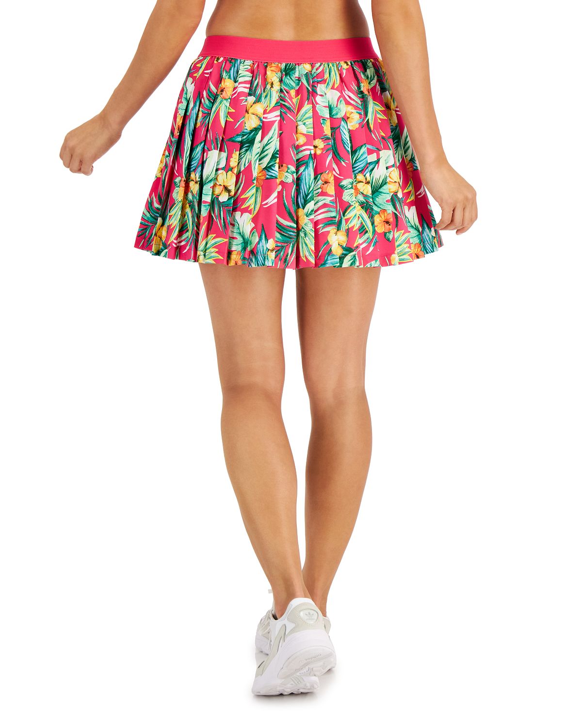 ID Ideology Saia-calça plissada estampada tropical feminina rosa tamanho X-S