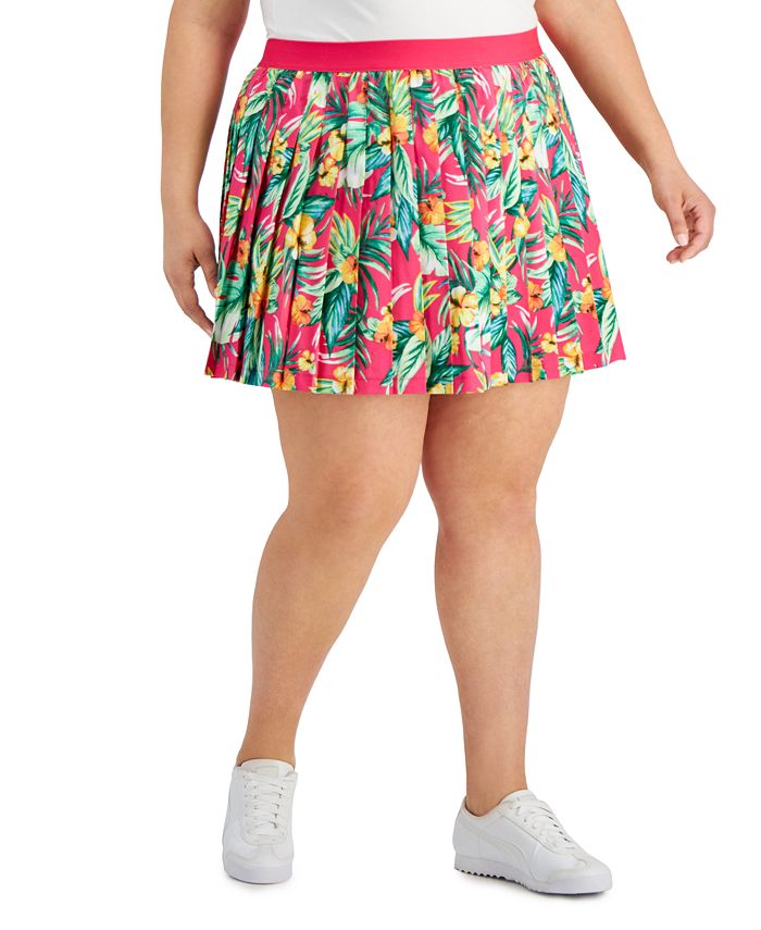 ID Ideology Saia-calça plissada com estampa tropical feminina rosa tamanho 2X