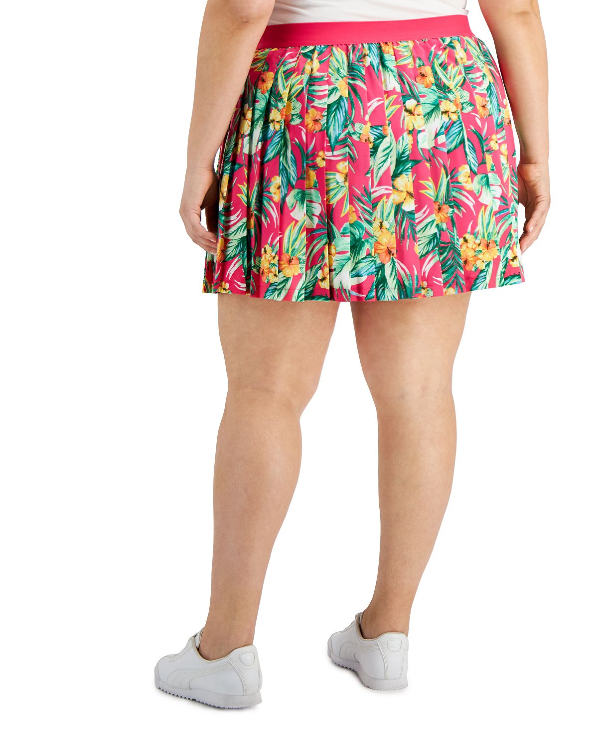 ID Ideology Saia-calça plissada com estampa tropical feminina rosa tamanho 2X