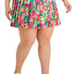 ID Ideology Saia-calça plissada com estampa tropical feminina rosa tamanho 3X