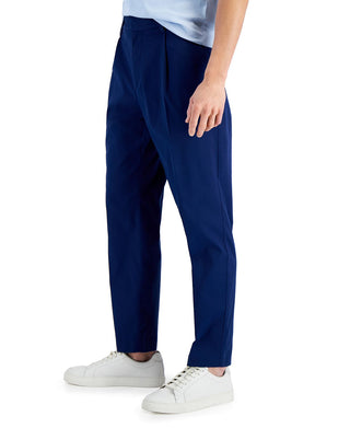 Calça Alfani Masculina Regular Fit Plissada Elástica Azul