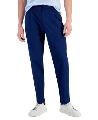 Calça Alfani Masculina Regular Fit Plissada Elástica Azul