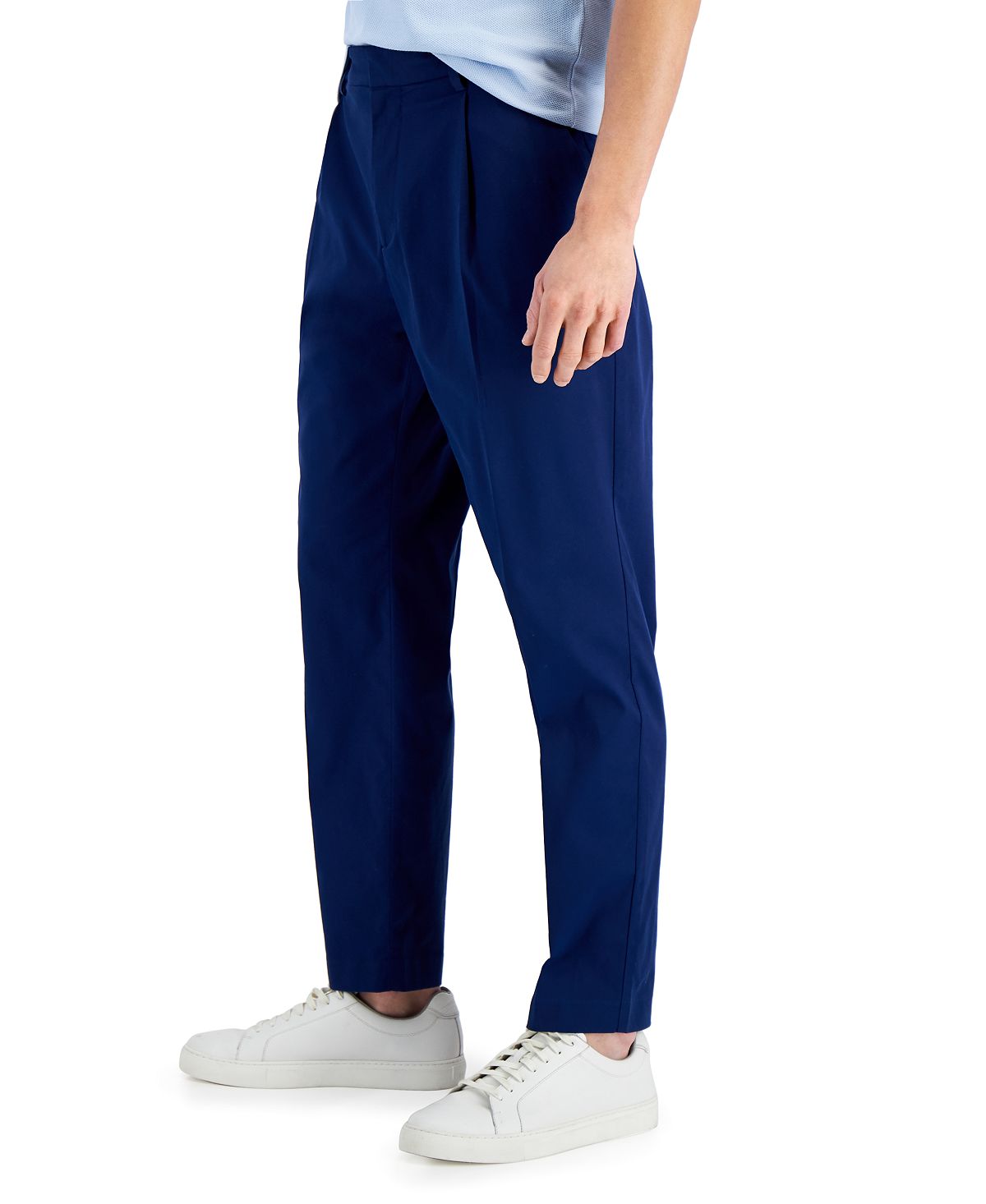 Calça Alfani Masculina Regular Fit Plissada Elástica Azul