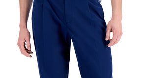 Calça Alfani Masculina Regular Fit Plissada Elástica Azul