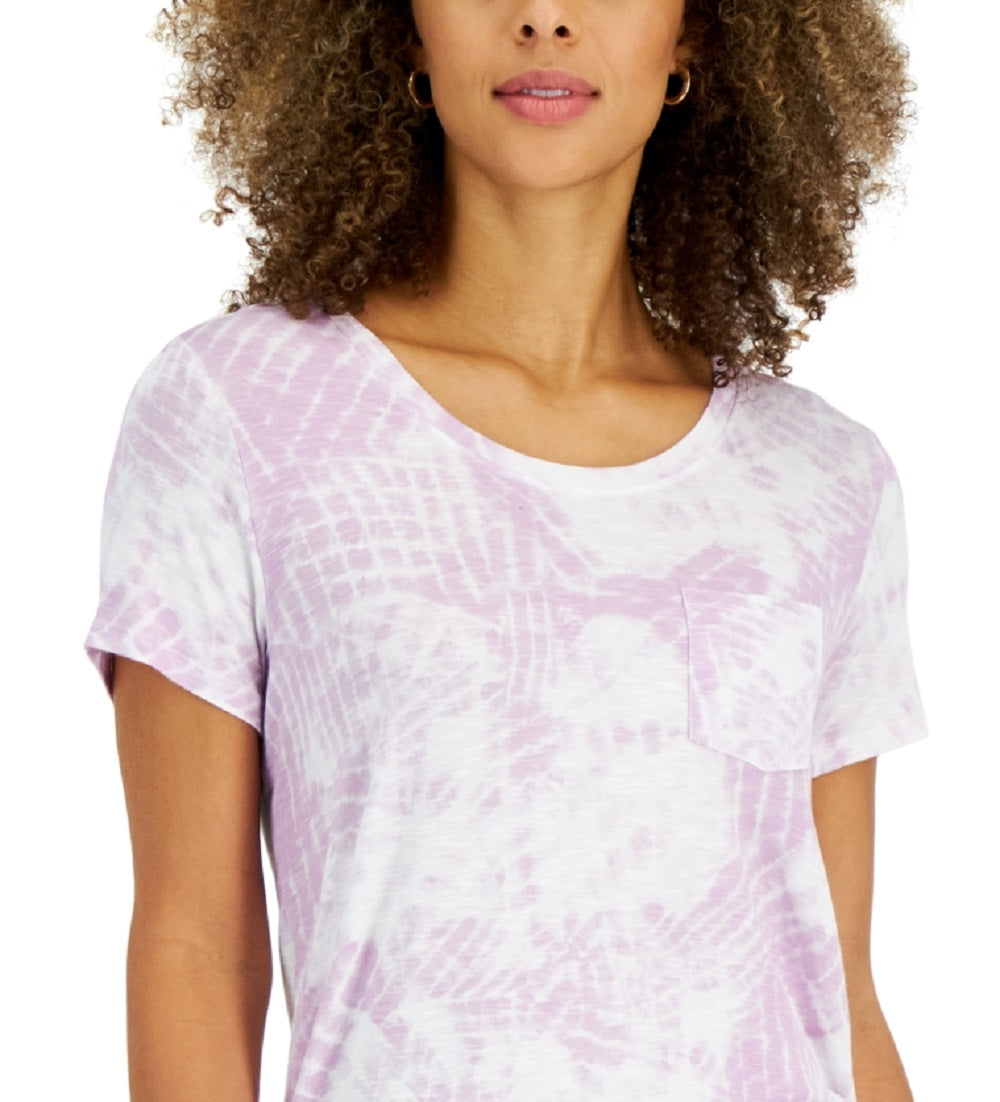 Camiseta feminina com um bolso e logotipo da Style &amp; Co, roxa, tamanho extragrande