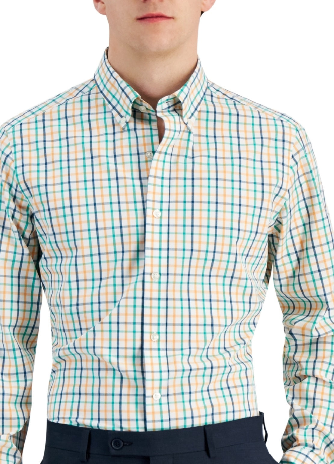 Camisa social masculina Club Room Slim Fit com elasticidade em 4 direções, azul, tamanho médio