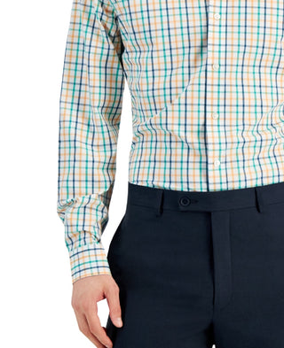 Club Room Men's Slim Fit 4 Way Stretch Dress Shirt Blue Size Medium