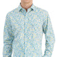 Camisa social masculina Bar III Slim Fit Calma Floral Azul Tamanho Médio