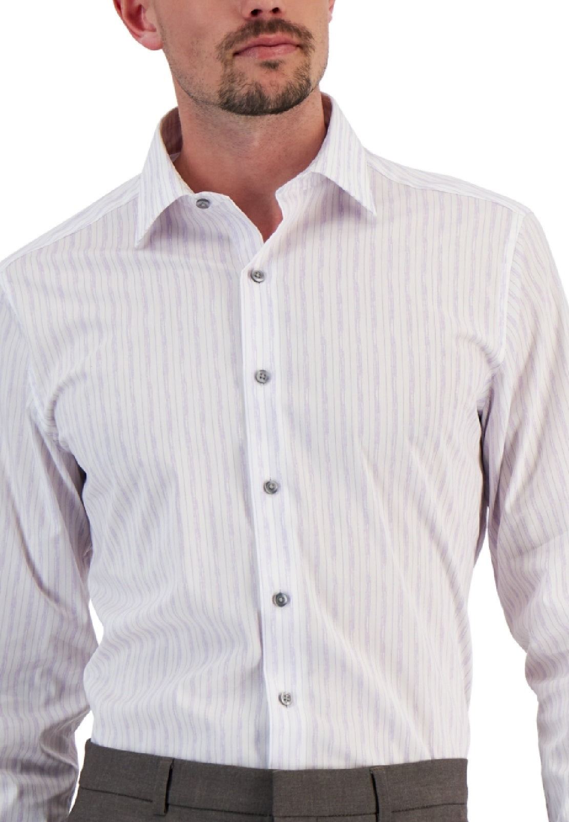 Camisa social masculina Alfani Slim Fit com elasticidade bidirecional e resistente a manchas, branca, tamanho 12x32x33