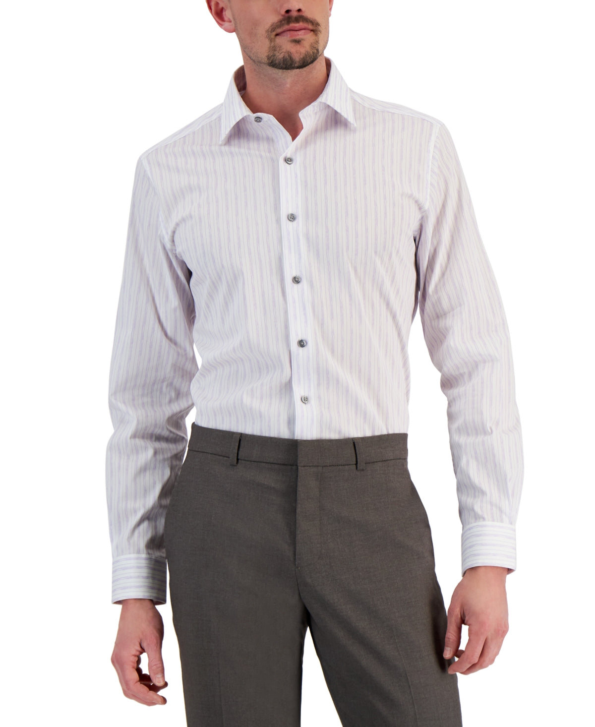 Camisa social masculina Alfani Slim Fit com elasticidade bidirecional e resistente a manchas, branca, tamanho 12x32x33