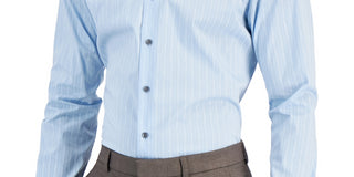 Camisa social masculina Alfani Slim Fit com elasticidade bidirecional e resistente a manchas, azul, tamanho 15 x 32 x 33