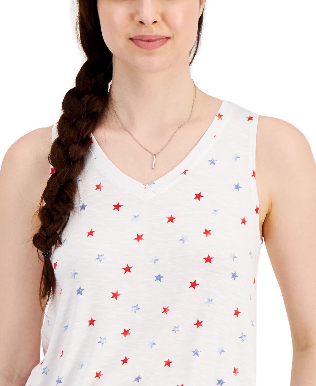 Regata feminina com estampa de estrela estilo &amp; co, bege, tamanho extrapequeno