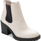 Botas femininas Sun + Stone Morghan Lug Sole com salto bloco, brancas, tamanho 8,5 M