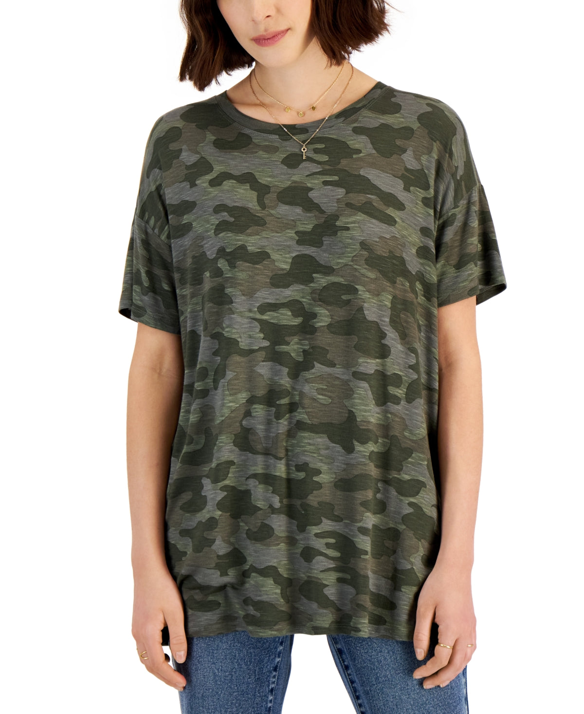 Camiseta feminina estampada Style &amp; Co, verde, tamanho pequeno, extragrande